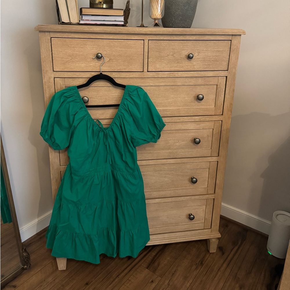 Green Puff Sleeve Dress